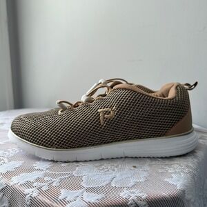Propét WAA002M Sneakers Womens 9 X 2E Tan Brown Travelfit Wide Mesh Athletic